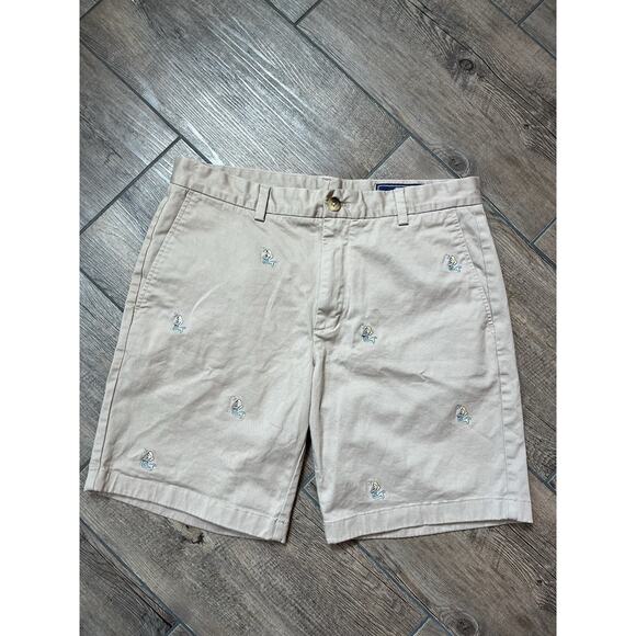 Vineyard Vines Other - Vineyard Vines Tan Chino Breaker Shorts With Embroidered Mermaids Men’s Size 33